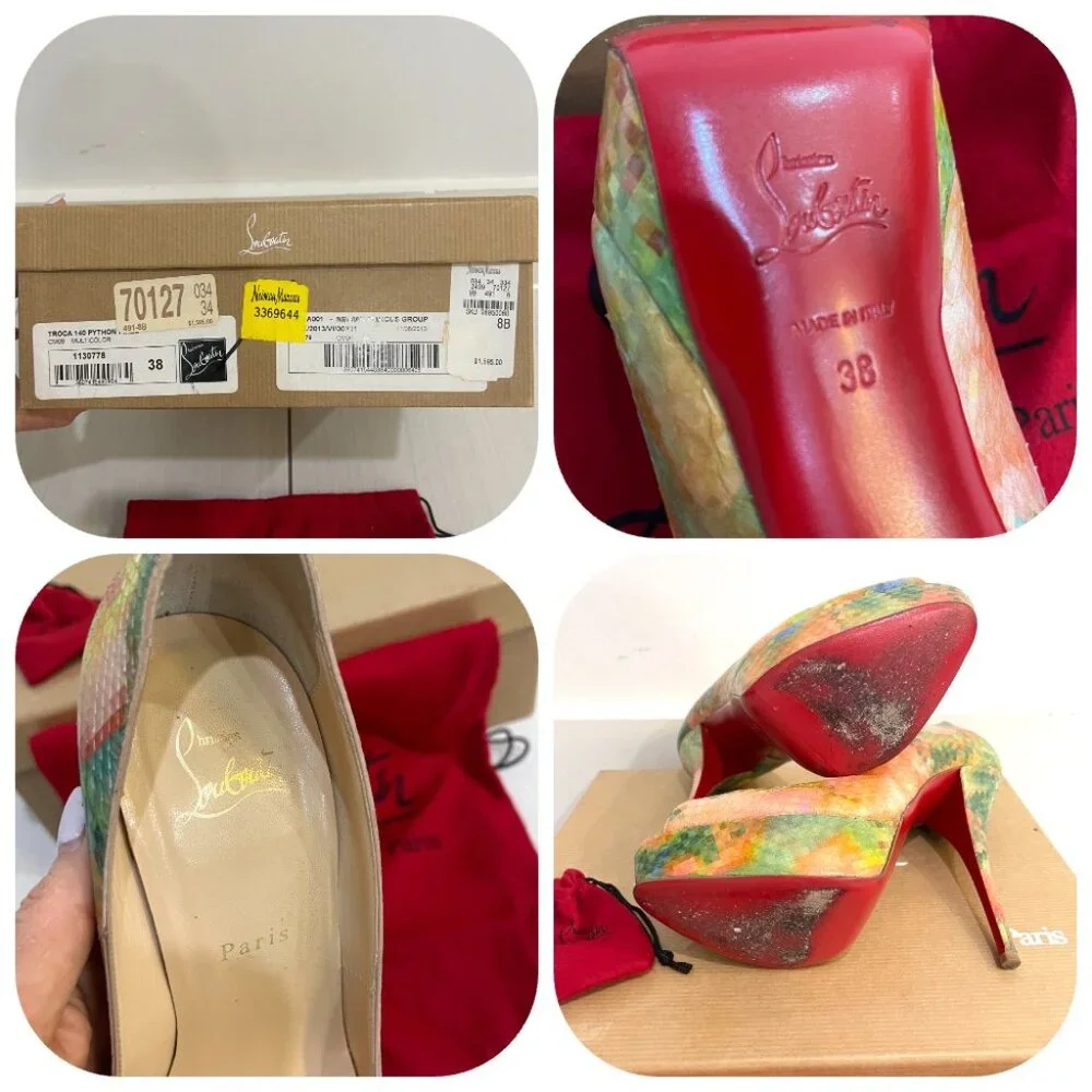 Auc Christian Louboutin Python Pixel Multicolor Troca 140 Peep Toe Pumps